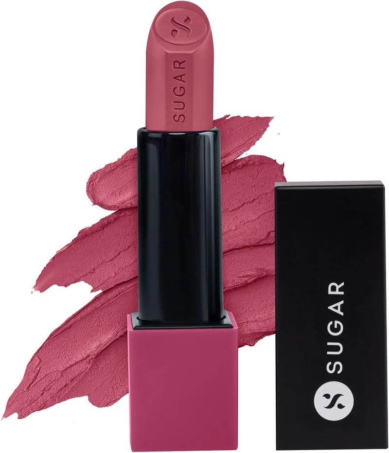 شوجر كوزماتيكس SUGAR Cosmetics Glide Peptide Serum Lipstick - 05 Parisian Pink | Velvet Matte Finish | Long Lasting & Pigmented